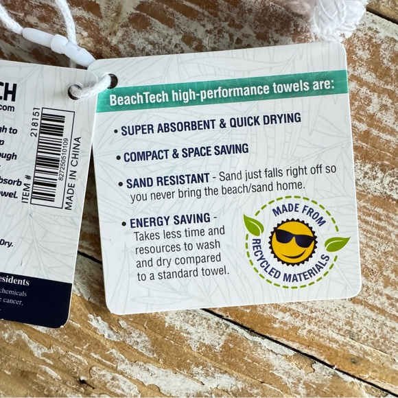 ❣️BeachTech High Performance Red Stripe Beach Towel❣️ ~large 30"x"60 - Picture 12 of 16